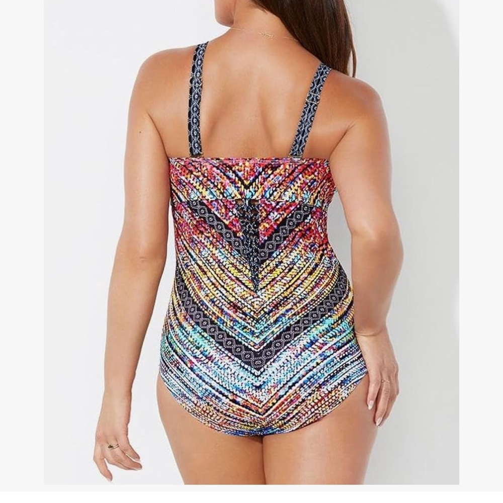 Swimsuits For All Multicolor Chevron One Piece - Picture 2 of 4